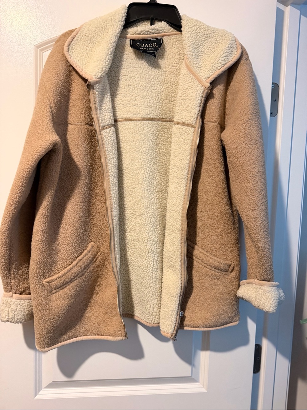 COACO Women's Tan Sherpa-Lined Hooded Puffer Jacket